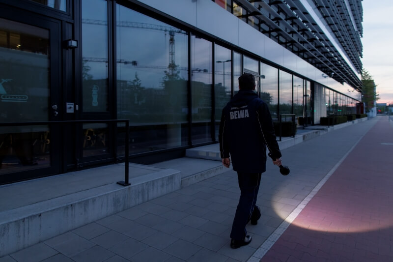 Security man with flashlight