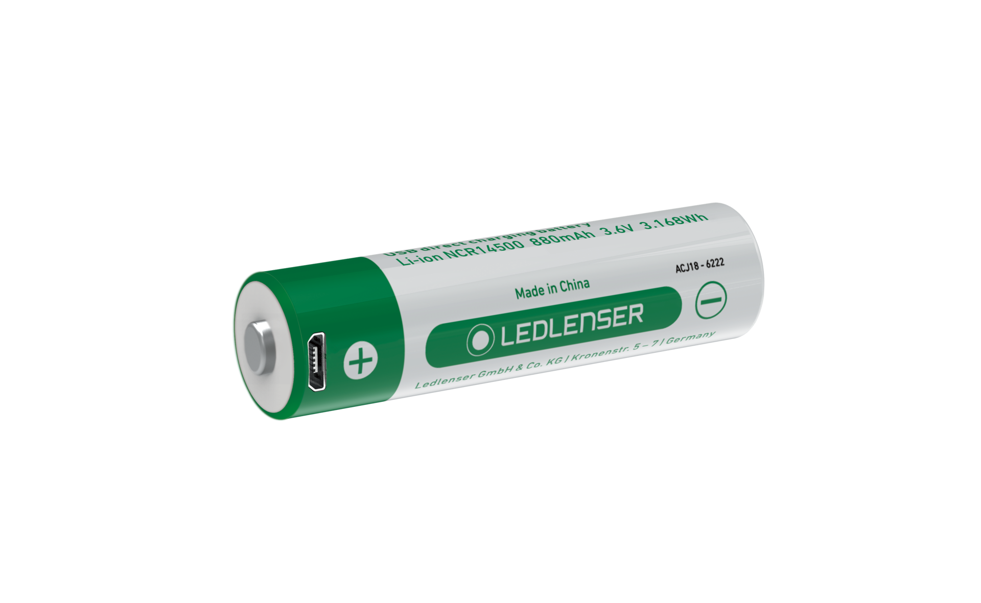Li-Ion direct USB rechargeable battery 3.6 V 880 mAh