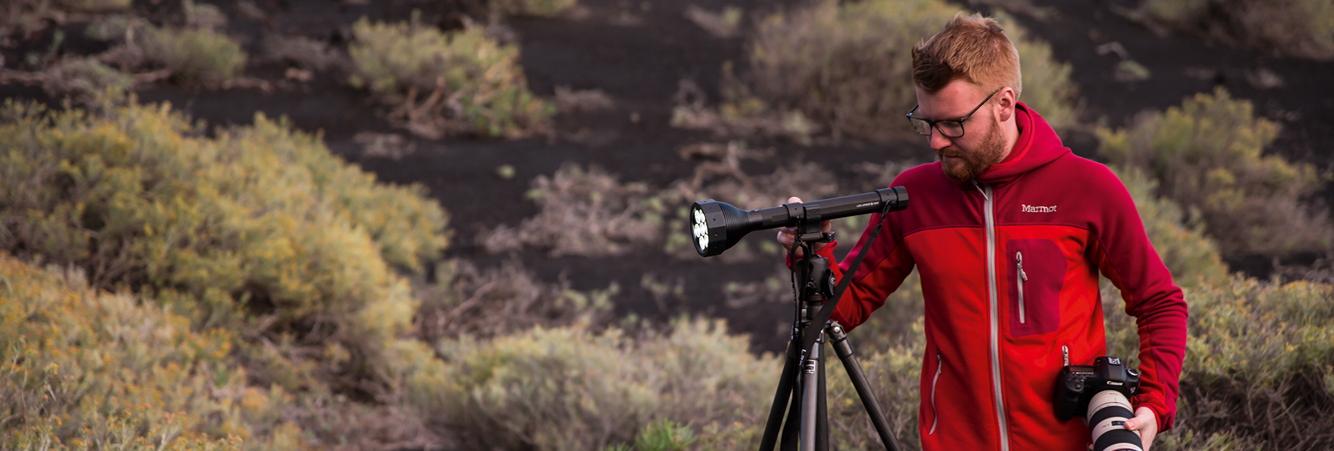 A photographer with a Flashlight